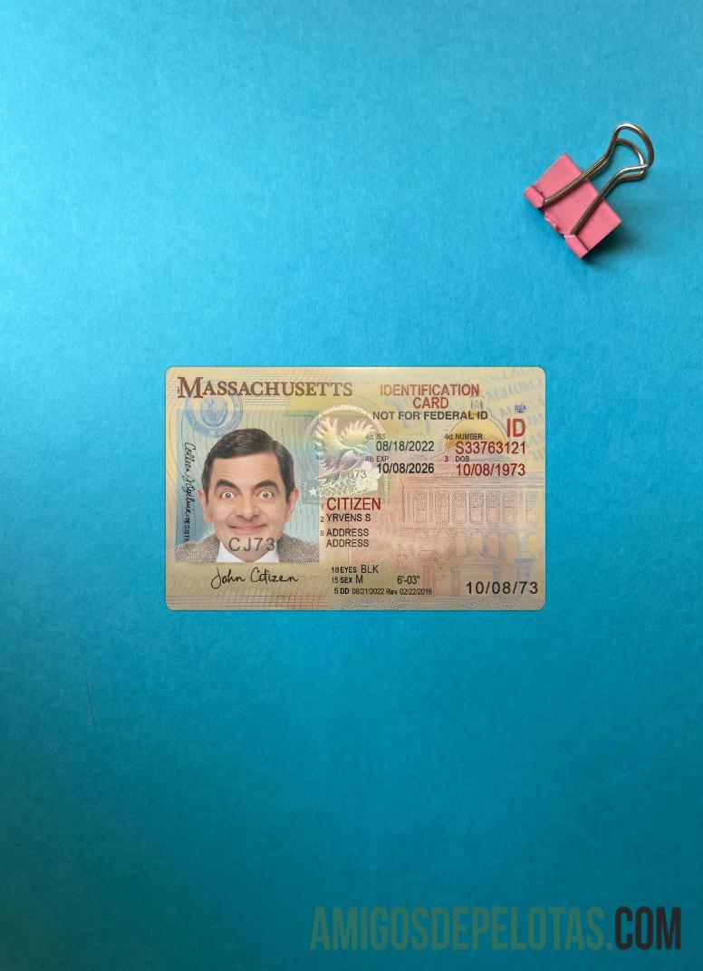 USA Massachusetts ID Card olhar de foto frente modelo